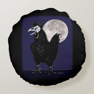 Rooster Ghost Round Pillow