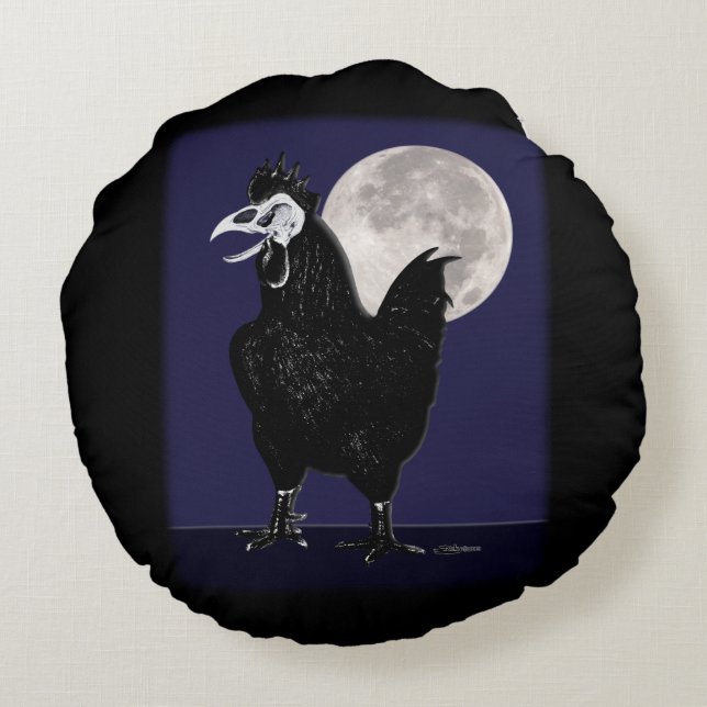Rooster Ghost Round Pillow (Back)