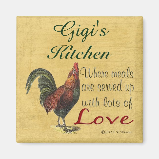 Rooster Gigi's Kitchen Refrigerator Magnet (Front)