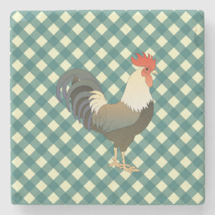 ROOSTER GINGHAM STONE COASTER