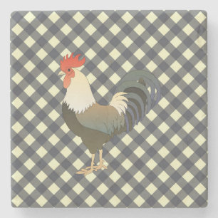 ROOSTER GINGHAM STONE COASTER