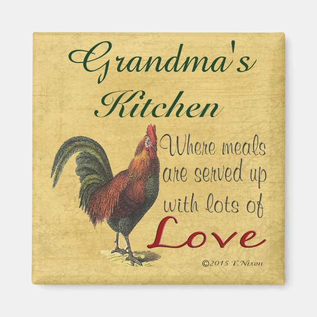 Rooster Grandma's Kitchen Refrigerator Magnet (Front)