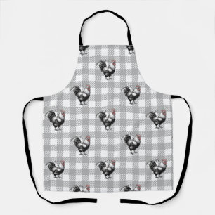 Rooster Grey Plaid Apron