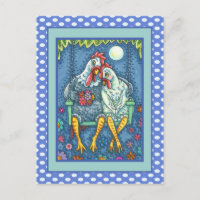 ROOSTER HEN CANOODLES, CUTE CHICKEN SWEETHEARTS