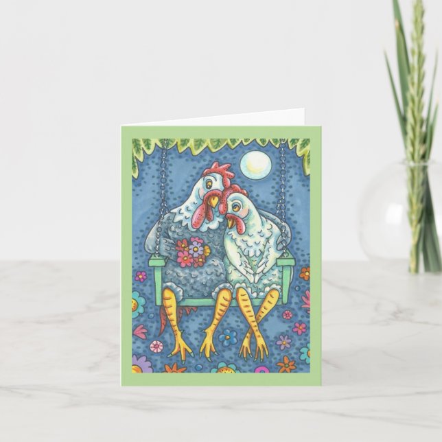ROOSTER & HEN LOVERS, CARTE DE REMARQUE POULET Vid (Devant)