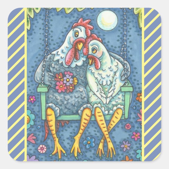 ROOSTER & HEN LOVERS, CHICKEN STICKERS Squ SHEET (Front)