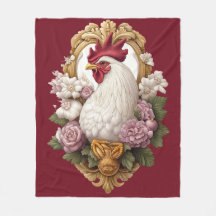 Rooster Heraldic Crest Fleece Blanket