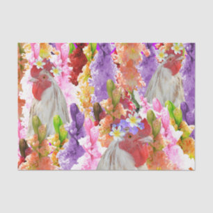 Rooster Hollyhocks And Frangipanis, Tissue Paper