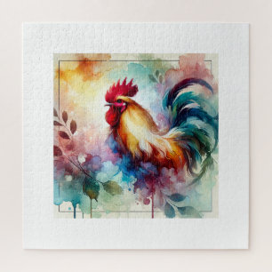 Rooster in a Colorful Serenity 050724AREF113 - Wat Jigsaw Puzzle