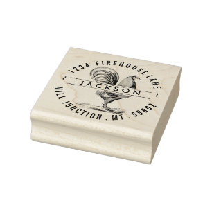 Rooster In Circle Return Address Stamp