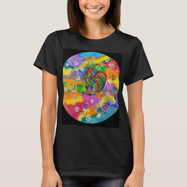 Rooster in love T-shirt (Front)