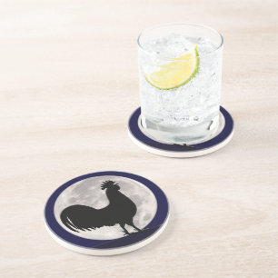 Rooster in the Moonlight Coaster