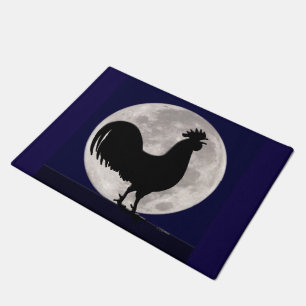 Rooster in the Moonlight Doormat
