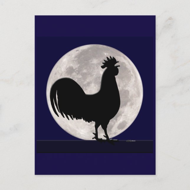 Rooster in the Moonlight Postcard (Front)