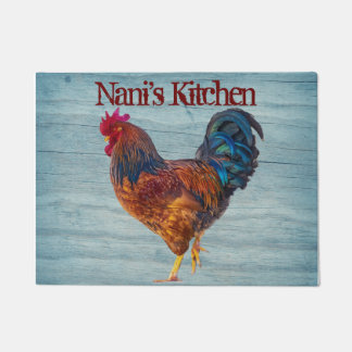 Rooster Kitchen Personalize Add Name Color Doormat