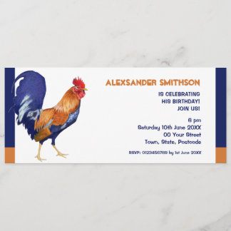 Rooster long Birthday Party Invitation
