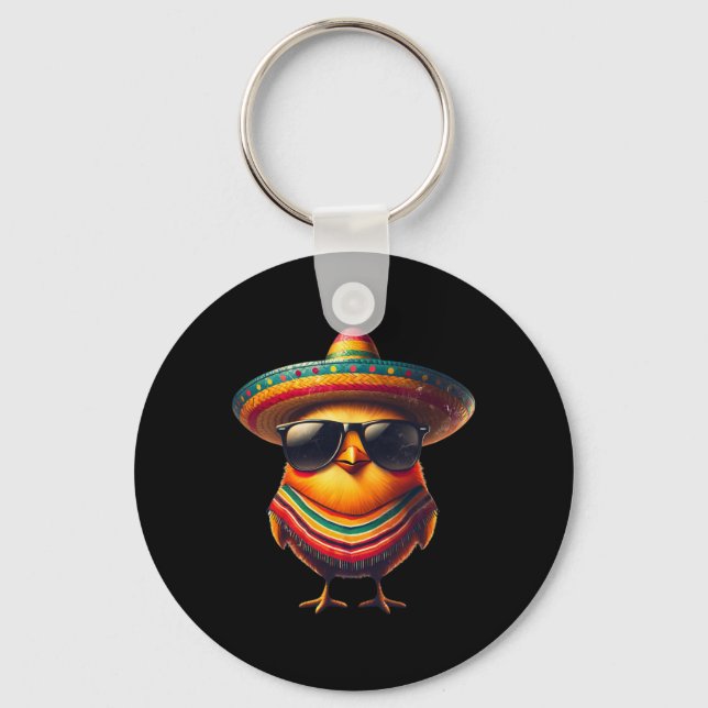 Rooster Mexican Cinco De Mayo Chicken Lover Funny  Keychain (Front)
