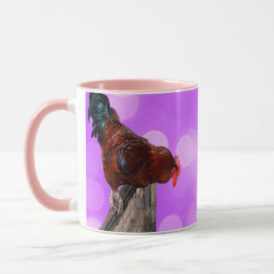 Rooster Nosy Parker, Pink Ringer Combo Coffee Mug