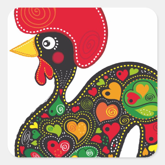 Rooster of Barcelos Nr02 - Galo de Barcelos Square Sticker (Front)