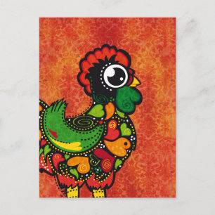 Rooster of Barcelos - Vintage Background Postcard