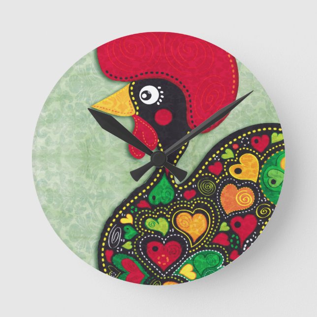 Rooster of Portugal Round Clock (Front)