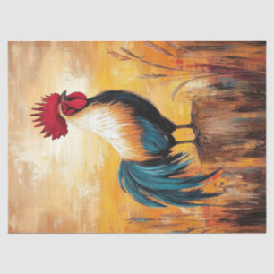 Rooster on a Post Oil Painting Decoupage Tissue Paper