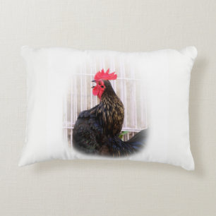 Rooster on Back, Hen and Babies on Front Accent Pillow