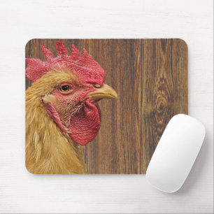 Rooster On Barn Wood Mouse Pad