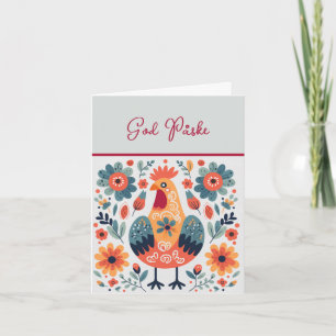 Rooster Orange Yellow Turquoise God Påske Card