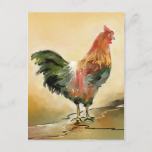 Rooster painting postcard