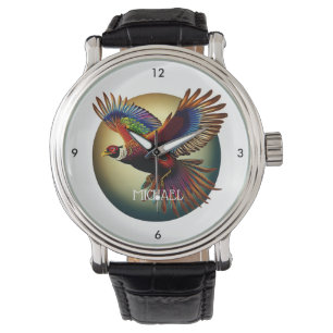 Rooster Pheasant Flying Watch
