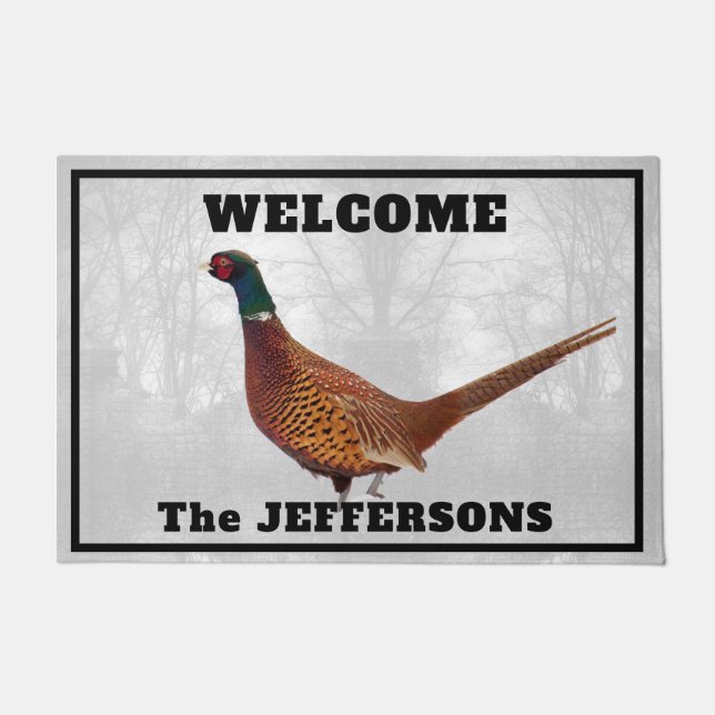 Rooster Pheasant Welcome Doormat (Front)