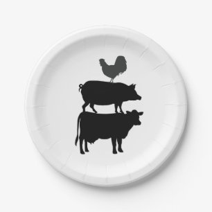 Rooster Pig Cow Barnyard Party Farm Paper Plate