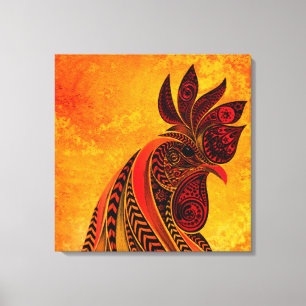 Rooster Portrait Faux Canvas Print