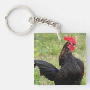 Rooster Portrait Keychain