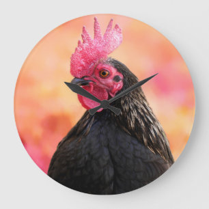 Rooster Portrait Large Clock