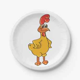 Rooster Pose Paper Plate