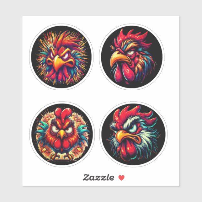 "Rooster Rage The Next Wave" 4-Pack Sticker Bundle (Sheet)