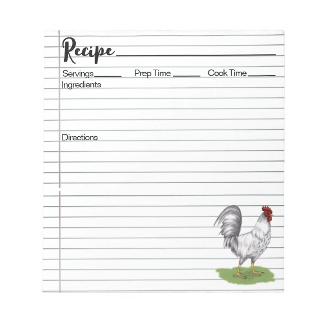 Rooster Recipe Notepad (Front)