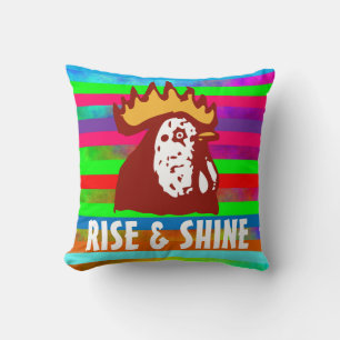 ROOSTER RISE & SHINE  THROW PILLOW