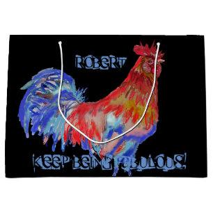 Rooster Rouge Aquarelle Mans Nom Cadeau Cadeau Sac