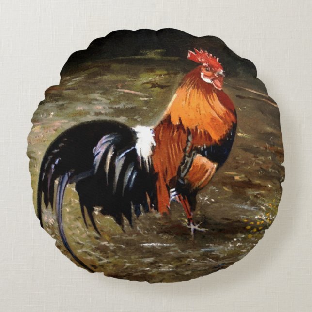 Rooster Round Pillow (Front)