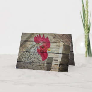 Rooster Rustic Chicken Coop Barn Board Card