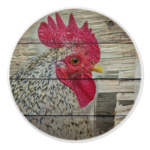 Rooster Rustic Chicken Coop Barn Board Ceramic Knob