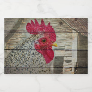 Rooster Rustic Chicken Coop Barn Board Food Label