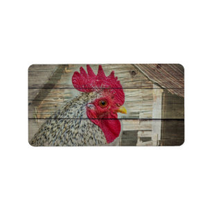 Rooster Rustic Chicken Coop Barn Board Label