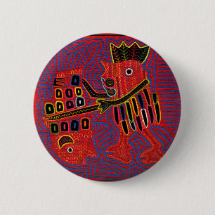 Rooster Scaling a Fish with a Machete 2 Inch Round Button