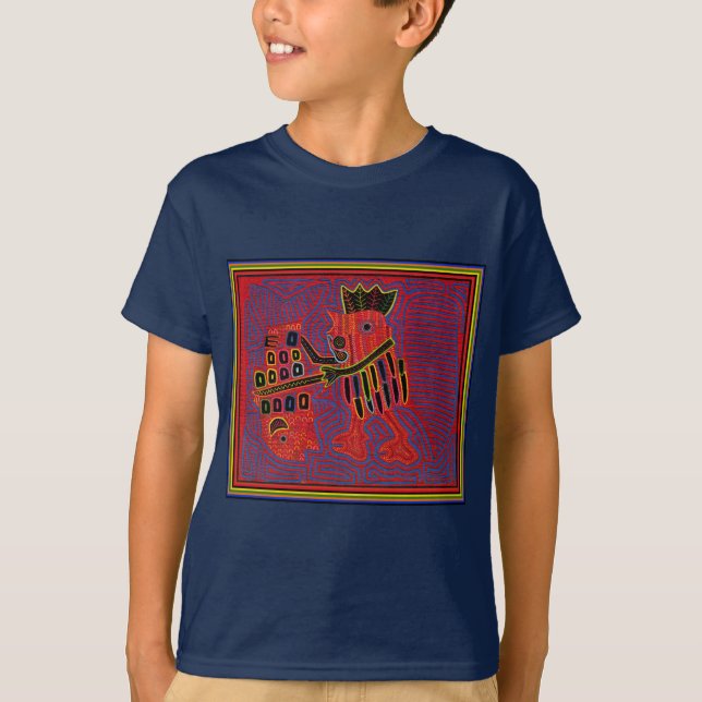 Rooster Scaling a Fish with a Machete T-Shirt (Front)
