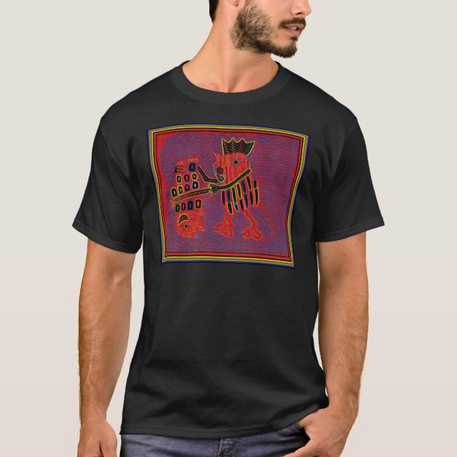 Rooster Scaling a Fish with a Machete T-Shirt (Front)
