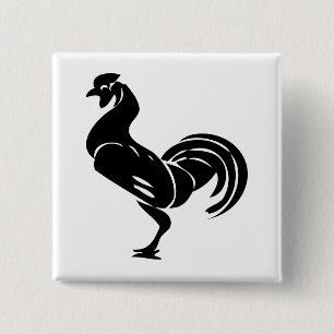 Rooster silhouett 2 inch square button